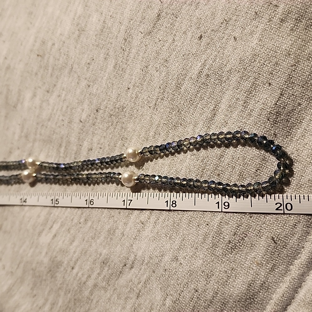 Anne Klein 40" Faux Pearl & AB Crystal Bead 🔮 Necklace